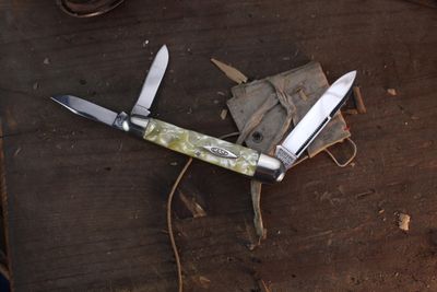 Case Vintage Saxon Whittler 4.5" Closed Slipjoint Folder / Cracked Ice Celluloid / Satin Tru-Sharp Stainless ( Pre Owned )