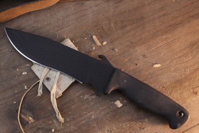 Scrapyard Knives Yard Hook 7" Fixed Blade / Black Resiprene C / Black SR77 ( Pre Owned )