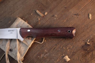 BAKR-BILT 1390 2.5" Fixed Blade / Purple Heartwood / Satin M390 ( Pre Owned )