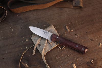 BAKR-BILT 1390 2.5" Fixed Blade / Purple Heartwood / Satin M390 ( Pre Owned )