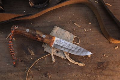 Wood Bear Knives Nordic Bear MK1 4” Drop Point / Curly Birch / Satin O1 ( Pre Owned )