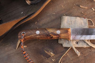 Wood Bear Knives Nordic Bear MK1 4” Drop Point / Curly Birch / Satin O1 ( Pre Owned )