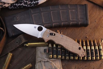 Spyderco Manix 2 3.37" Ball Bearing Lock Folder / Brown Canvas Micarta / Satin Cru-Wear