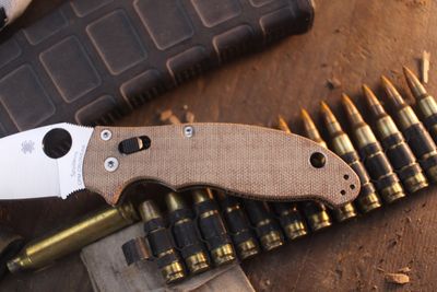 Spyderco Manix 2 3.37" Ball Bearing Lock Folder / Brown Canvas Micarta / Satin Cru-Wear