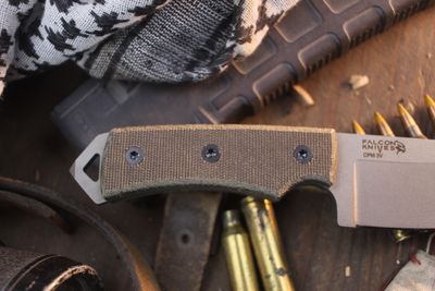 Falcon Knives Jump Master 4.5” Fixed Blade Combat Knife / Black Micarta & Black G-10 Liners / Gray CPM-3V