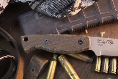 Falcon Knives Bushcraft 4.5” Survival Knife / OD Green Micarta / Gray CPM-3V