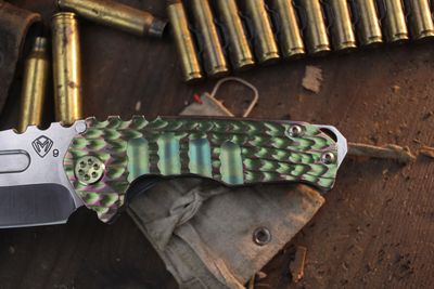 Medford Knife & Tool (MKT) Genesis T 3.5” Framelock Folder / Makers Scultped Titanium / Stonewashed S90V ( Pre Owned )