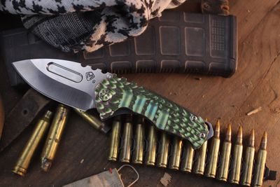 Medford Knife & Tool (MKT) Genesis T 3.5” Framelock Folder / Makers Scultped Titanium / Stonewashed S90V ( Pre Owned )