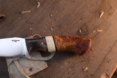 907knives WKI ONE 4.5" Fixed Blade / Turkish Walnut &amp; Mammoth Tooth Spacer / Satin AEB-L