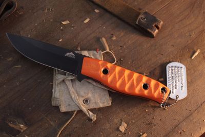 3DK MAK 4" Fixed Drop Point, Black Cerakote M390 Blade / Orange G10 Handle
