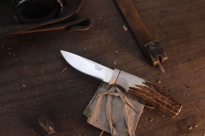 R. Ball Hunter 2.75" Fixed Blade / Moose Antler & Mammoth Ivory / Satin AEB-L..
