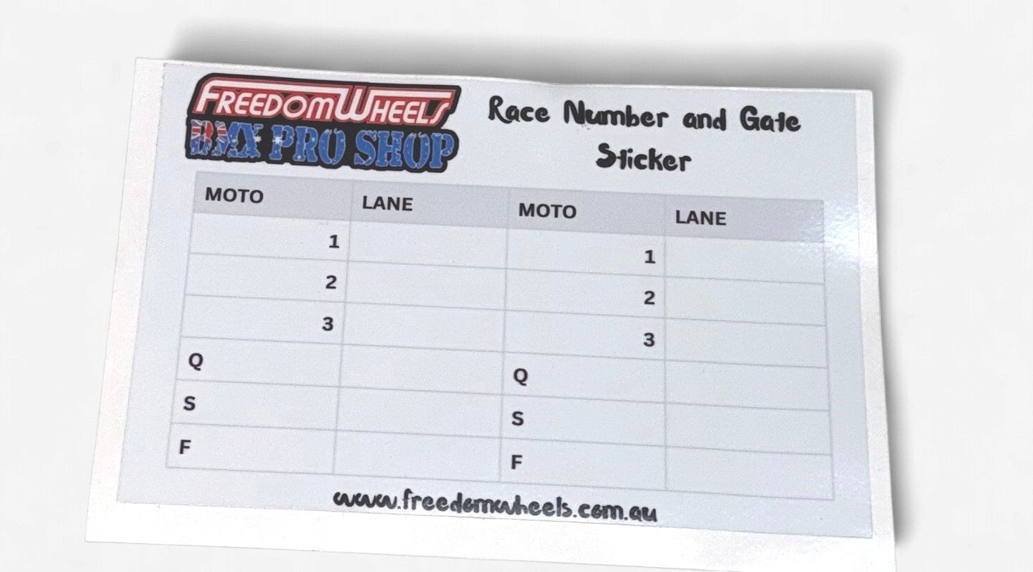 Freedom Wheels Race Stickers