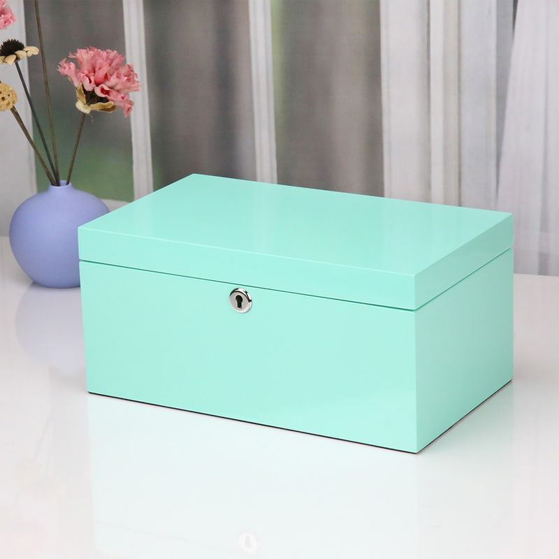 Wooden Jewelry Casket Jewel Chest Box Glossy Piano Lacquer Inside Tray
