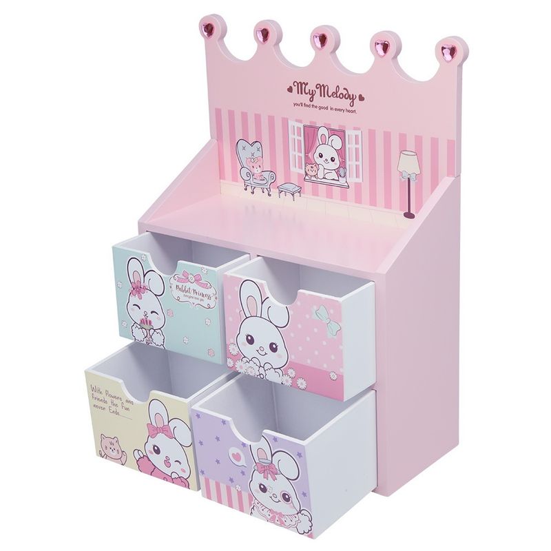 Wooden Jewelry Box Trinket Chest Organizer Pink Rabbit Princess Gift for Kids