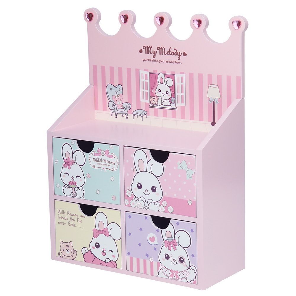 Wooden Jewelry Box Trinket Chest Organizer Pink Rabbit Princess Gift for Kids