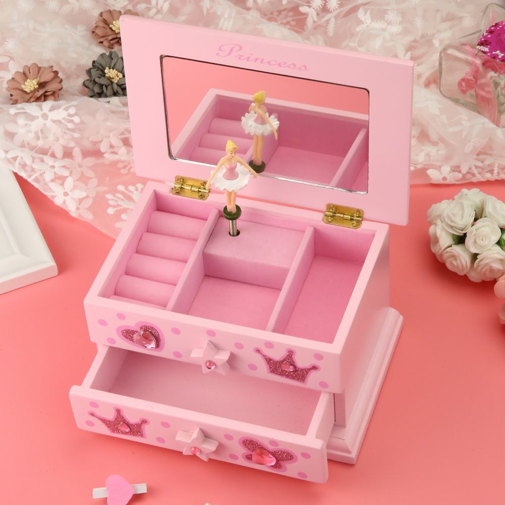 Jewelry Box Musical Ballerina Pink Princess Jewellery Organizer