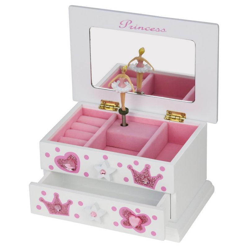 Ballerina Children Keepsake Music Box White Color Pink Decorations