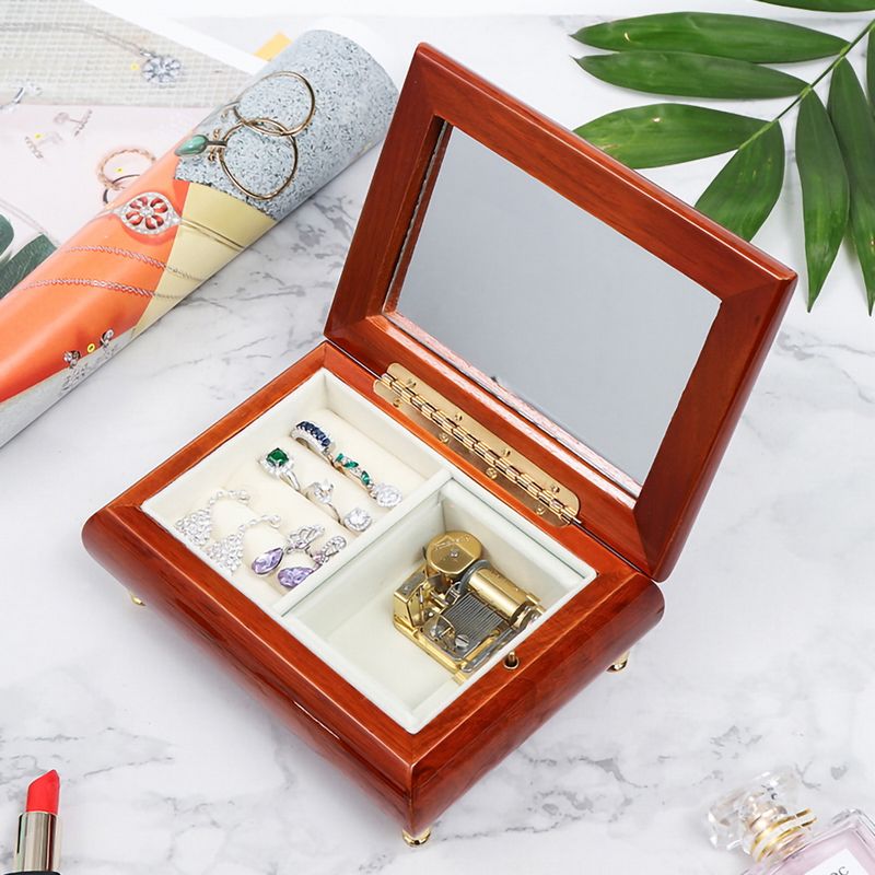 Solid Wood Jewelry Music Box Gloss Lacquer Mediterranean Inlaid Style Design