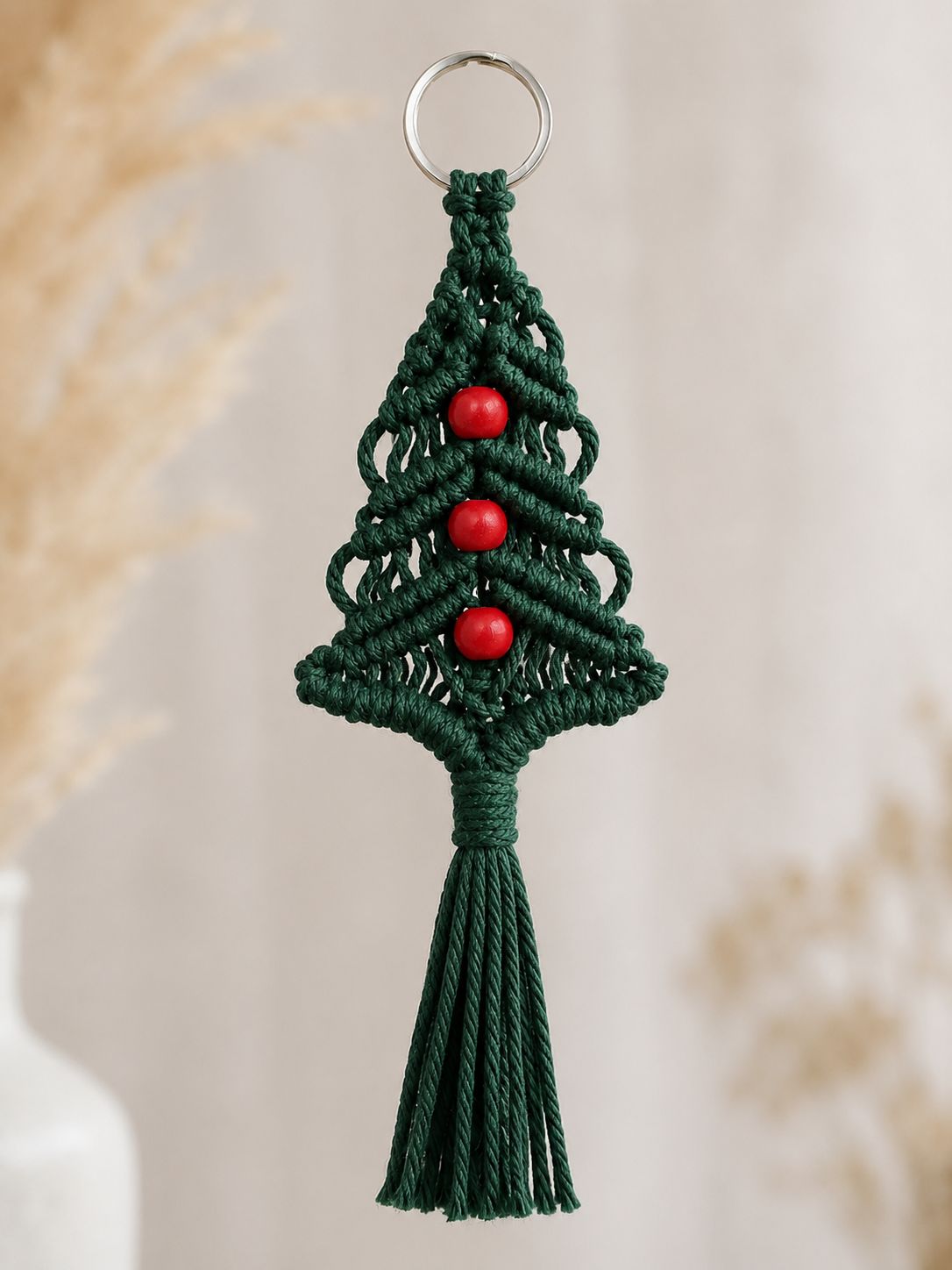Brelok choinka z makramy – ręcznie pleciony | Kolekcja Bożonarodzeniowa | Handmade