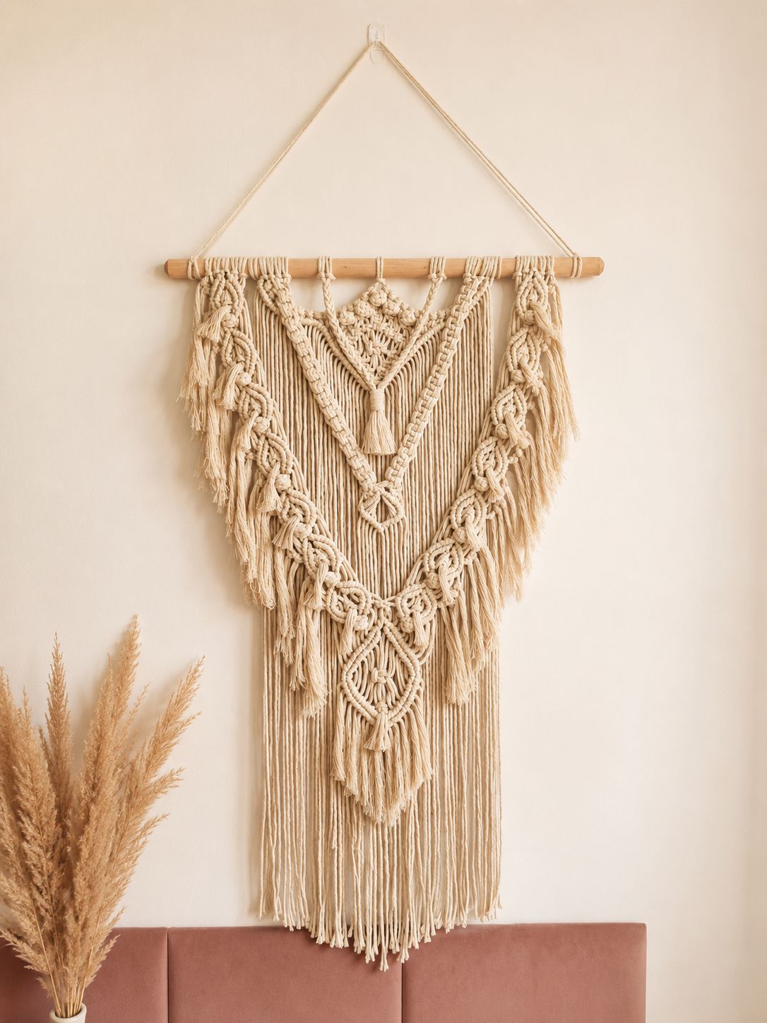 Makrama ścienna Boho – ręcznie wykonana dekoracja wnętrz