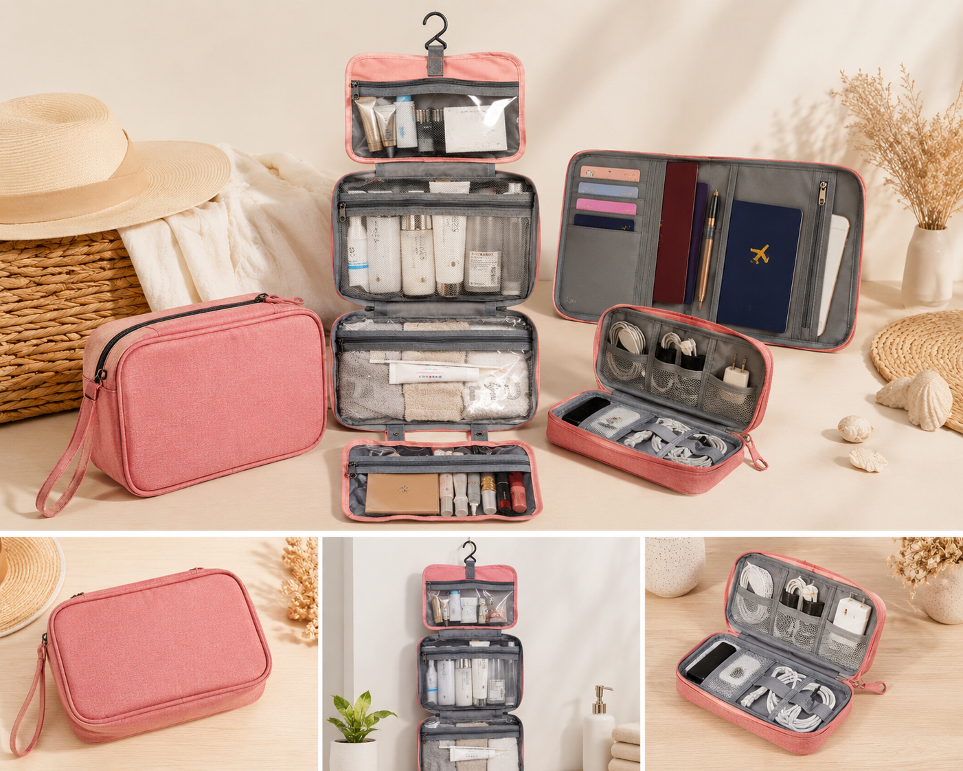 Coffret Voyage (trousse + organisateur passeports + pochette tech)