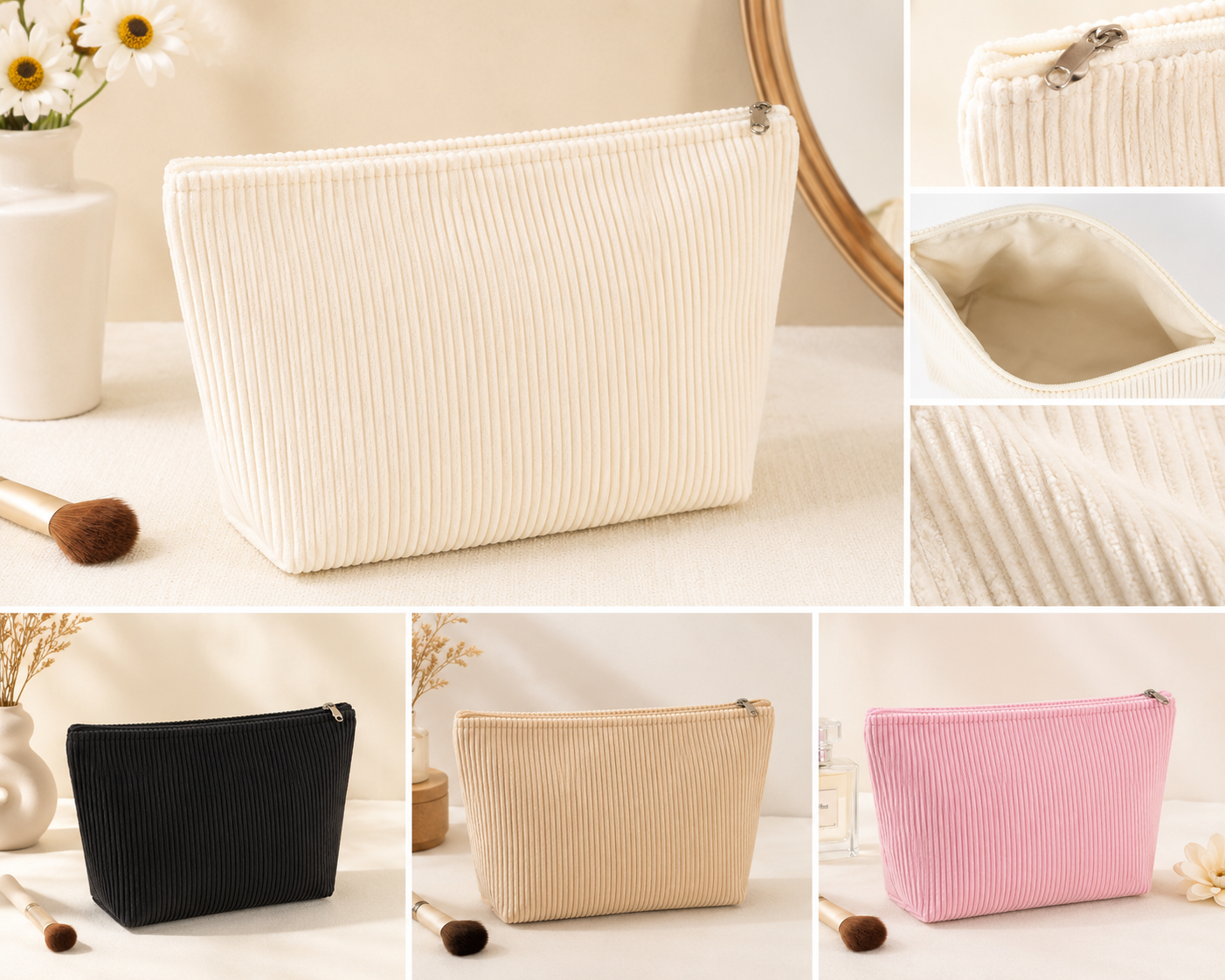 Trousse en Velours Côtelé Personnalisable