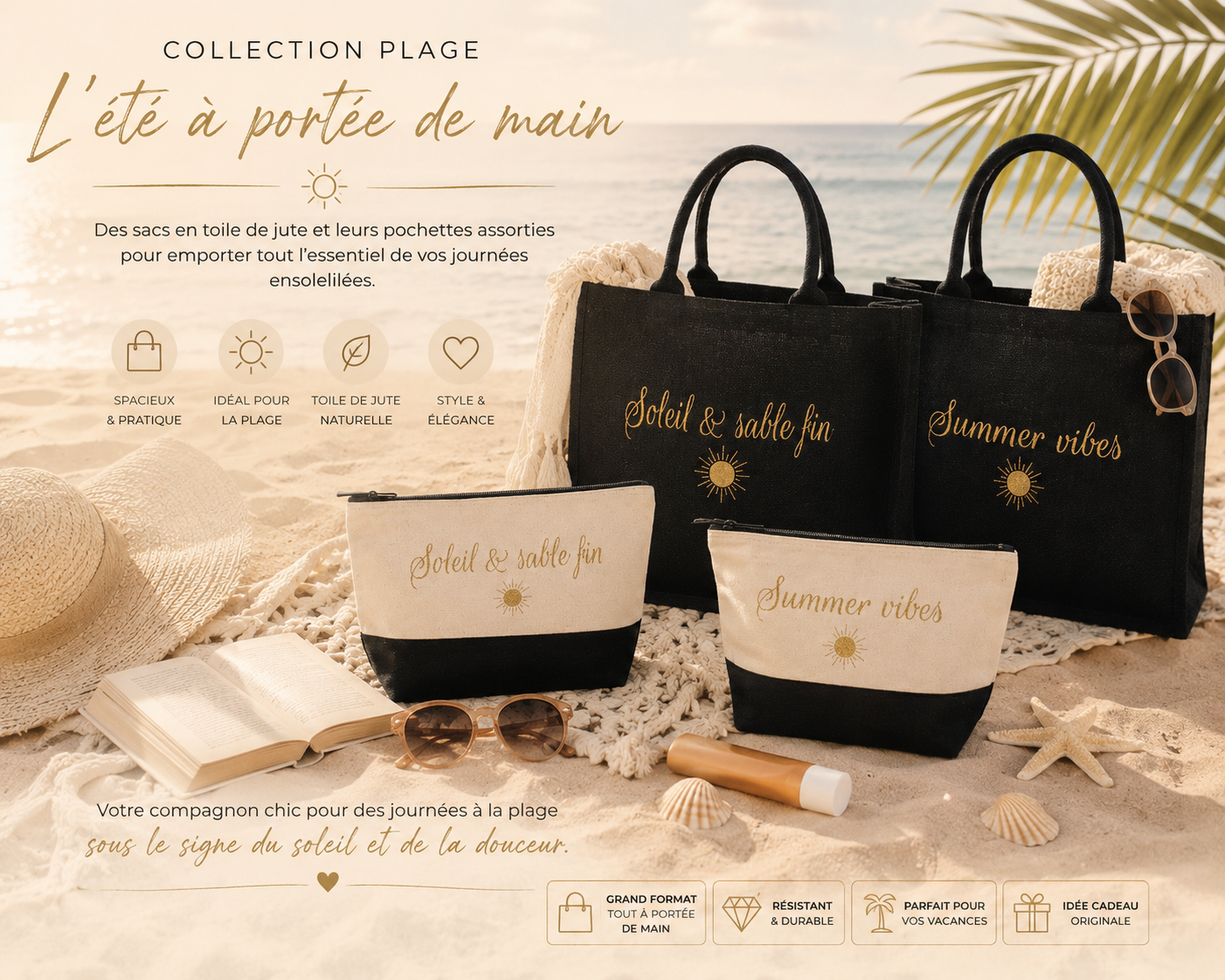 Duo Sac de plage et sa pochette
