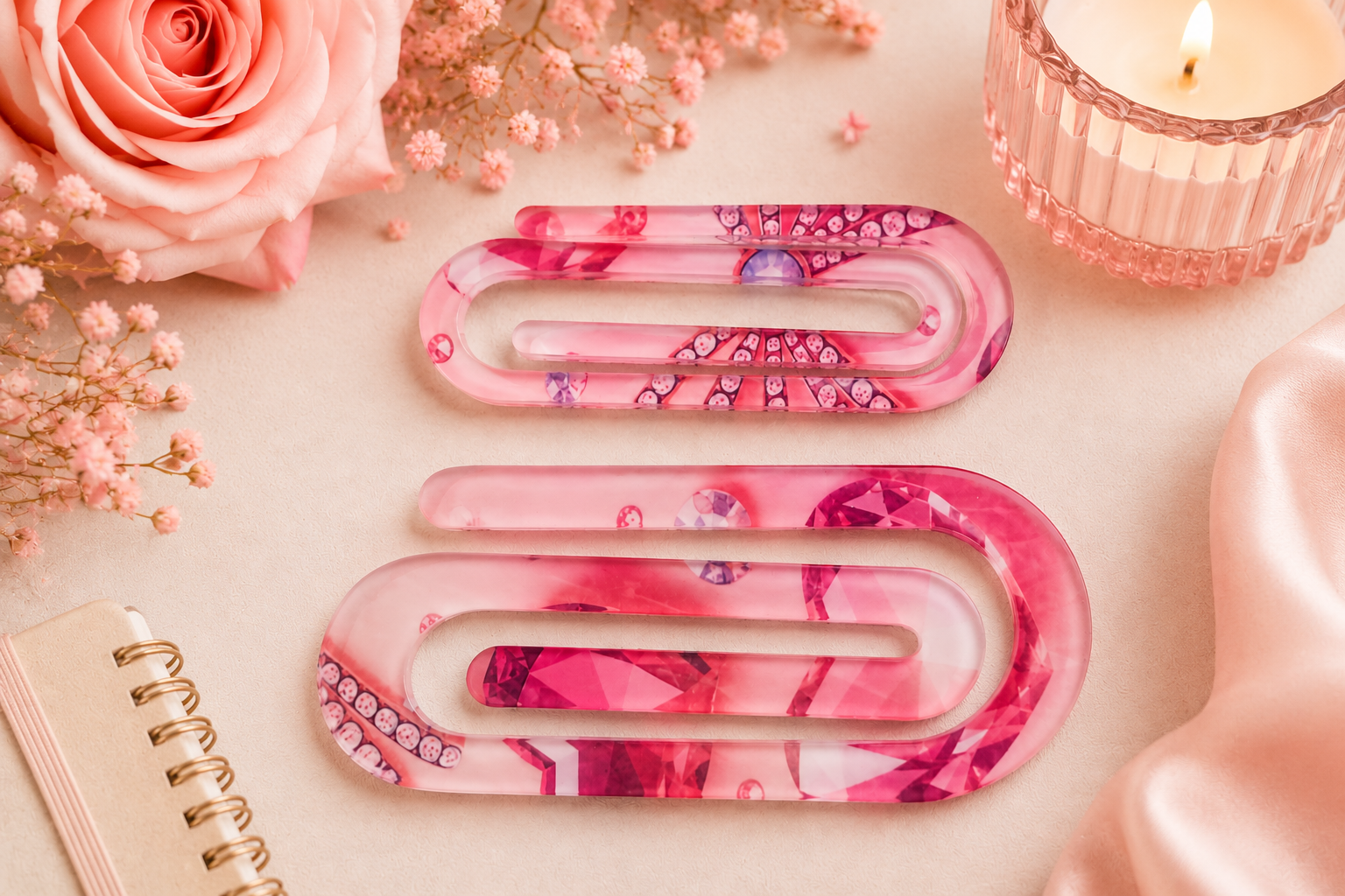 Lot de trombones acryliques – Cœurs & Nœuds