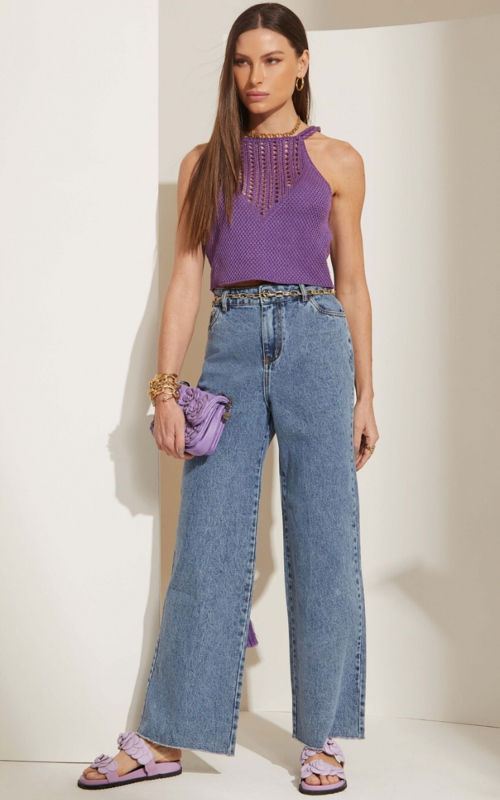 Cropped de LInha Branco Trama Alegria