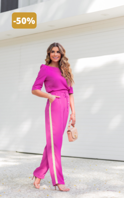 Calça Pantalona Fúcsia Nay