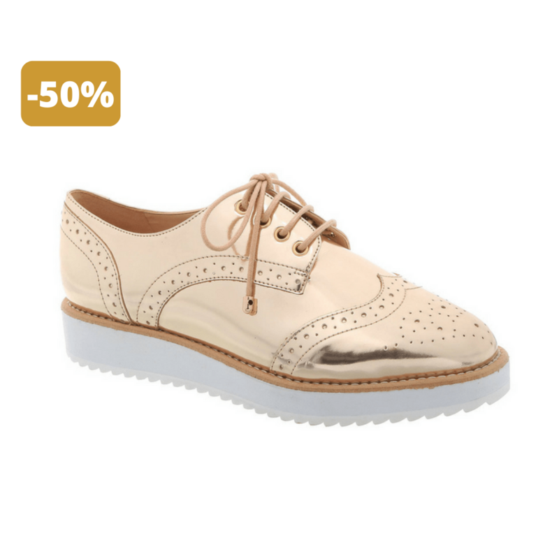 Sapato Dourado Oxford White Sole Platina