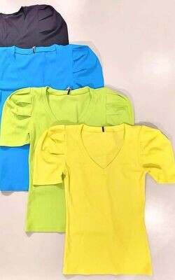 Blusa com Decote "V" e Manga Princesa