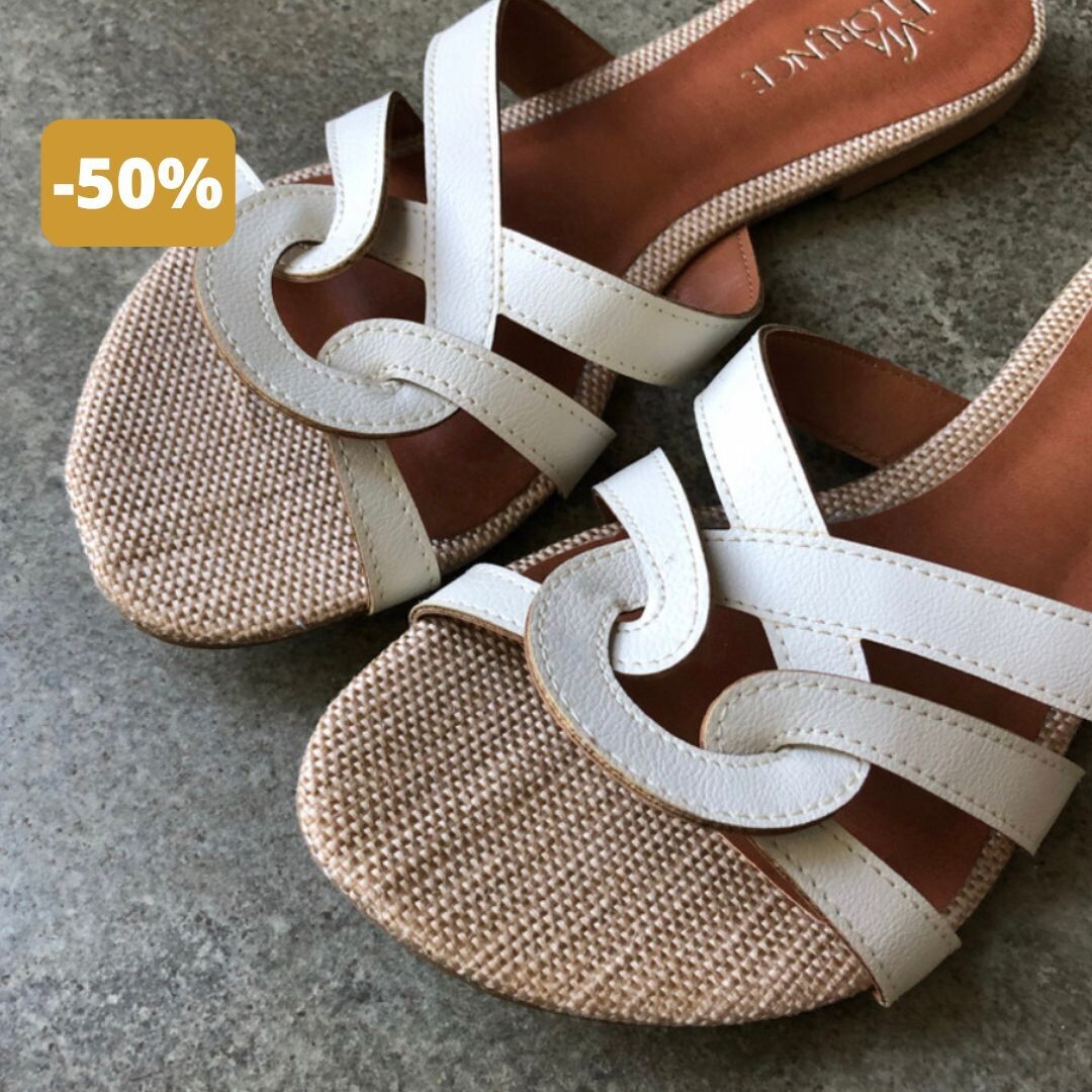 Rasteira Off White - Porcelana