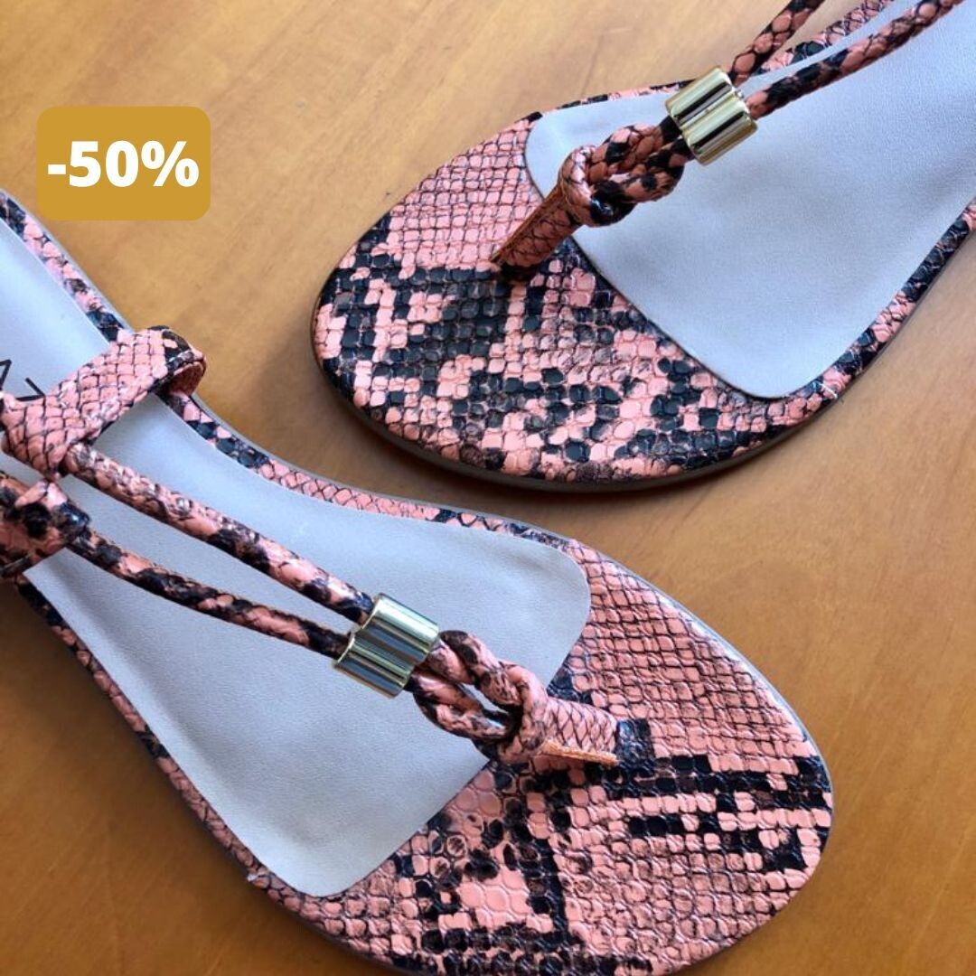 Sandália Rasteira Coral Laranja Lezar