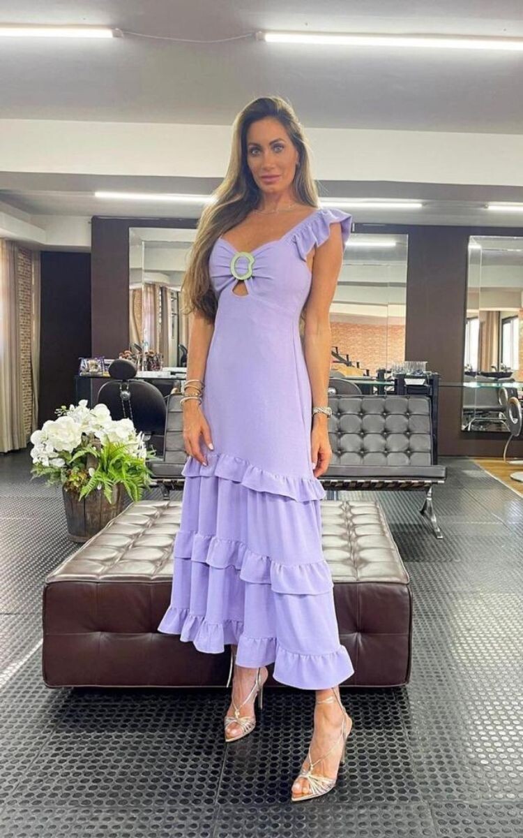 Vestido Midi Lilás Fivela Amor