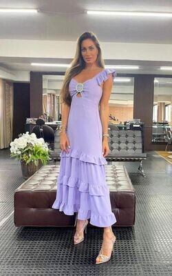 Vestido Midi Lilás Fivela Amor