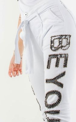 Calça Branca Clochard Bordada