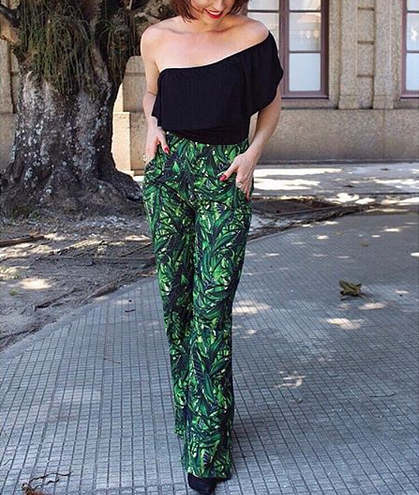 Calça de Linho Folhagem