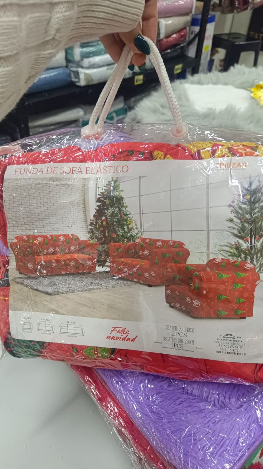 FUNDAS PARA SILLON 3+1+1 NAVIDAD