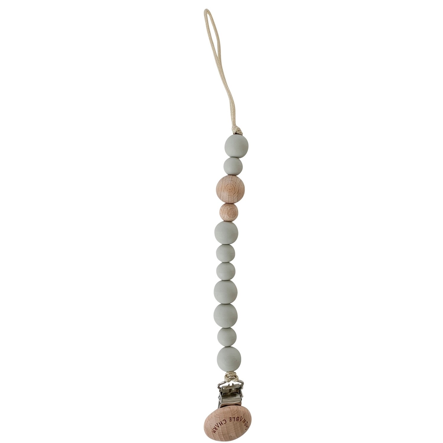 Classic Pacifier Clip Wood and Grey CCPC04 Classic Pacifier Clip Wood and Grey CCPC04