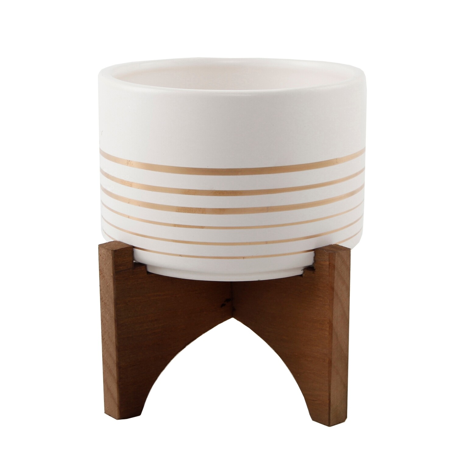 White Geo With Wood Stand 5 White Geo With Wood Stand 5