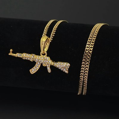 AK47 Gun Cuban Link Pendant
