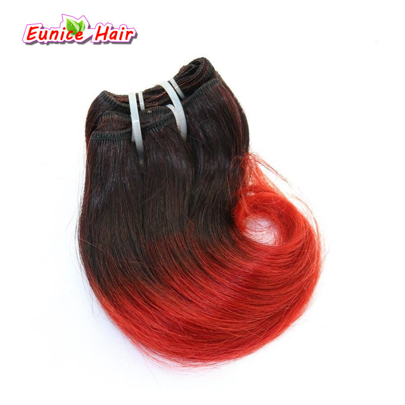 Ombre Hair piece #1B/Blue 8inch Brazilian Body Wave Hair Short Weave Hair Weft Blonde Hair Extension For Women Hairstyl