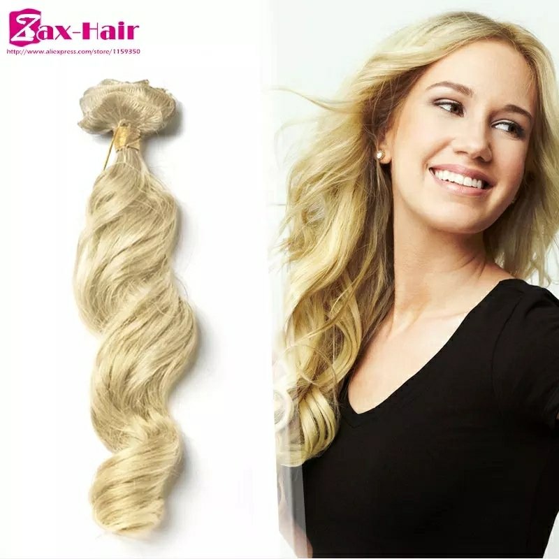 613 Clip in human hair extensions wavy clip
