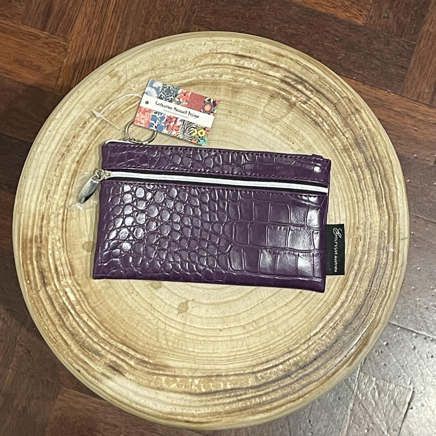 Double Coin Purse - Purple Croc
