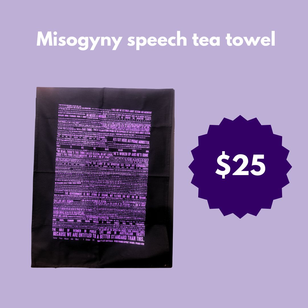 Misogyny speech tea towel - Purple