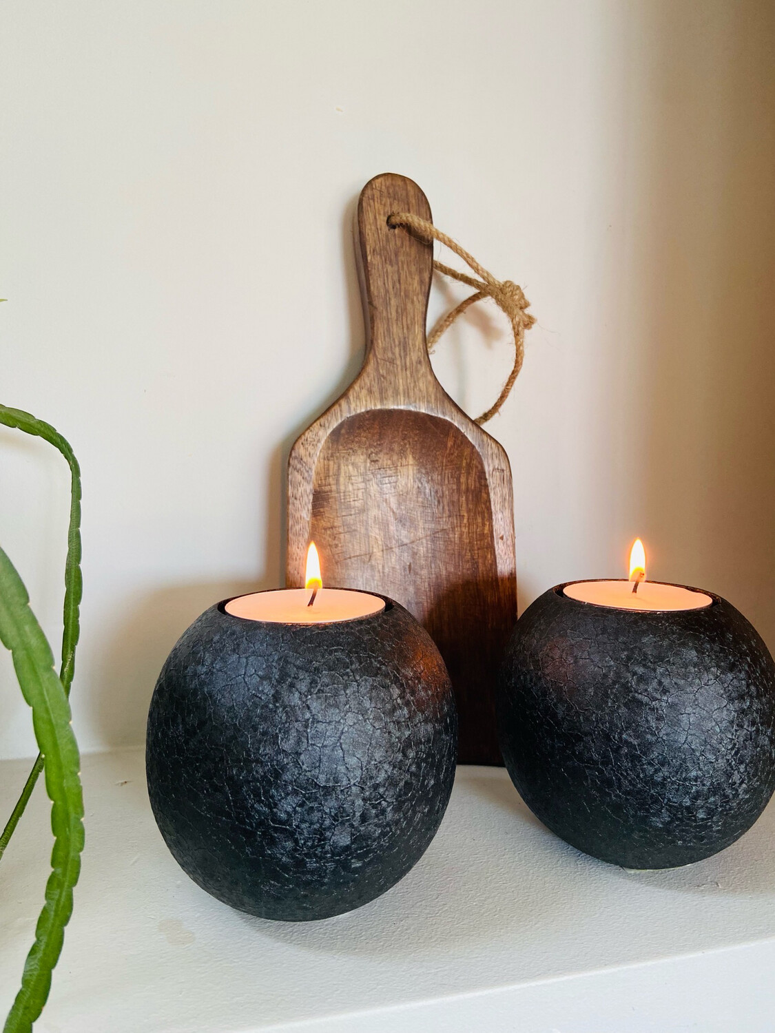 Waxinehouder ball zwart