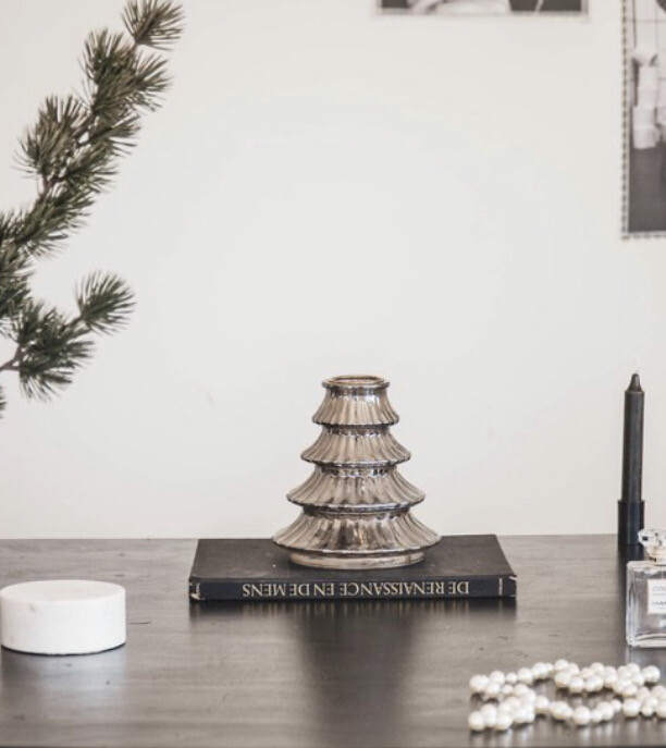 Kerstboom windlicht grey
