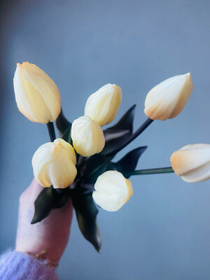 Tulp boeket 44 cm wit/zalm