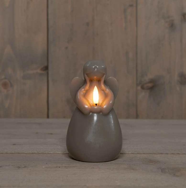 Led kaars engel taupe